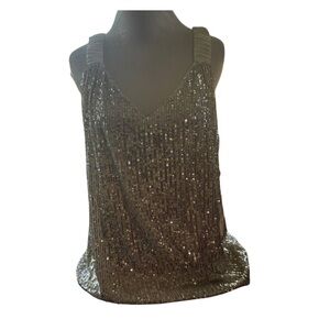 Vince Camuto‎ Sparkle and Shine Cream & Silver Cami BNWT SZ L BEAUTIFUL